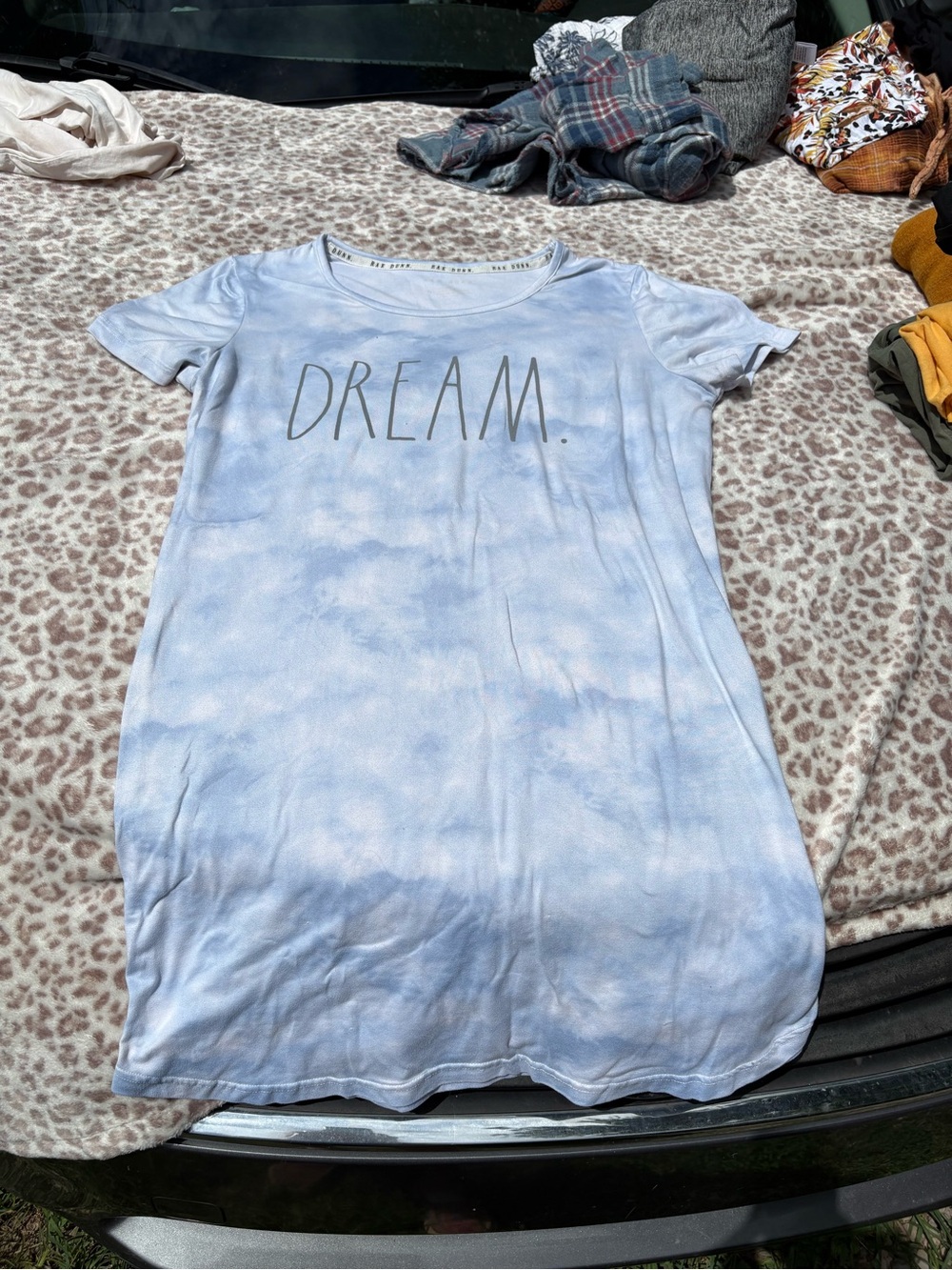 Rae Dunn Dream Light Blue Graphic Nightshirt Nightgown Size Medium